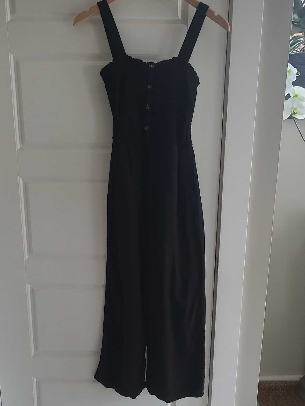 Aeropostale Black Smocked Jumpsuit. Size M